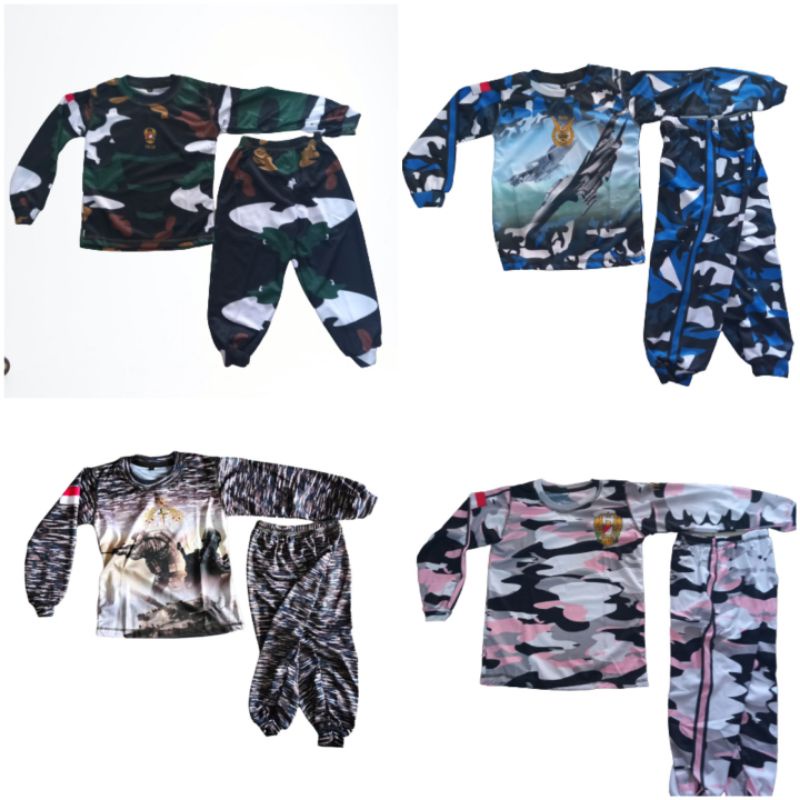 Setelan Tentara Anak Tangan Panjang Set Loreng Anak Unisex