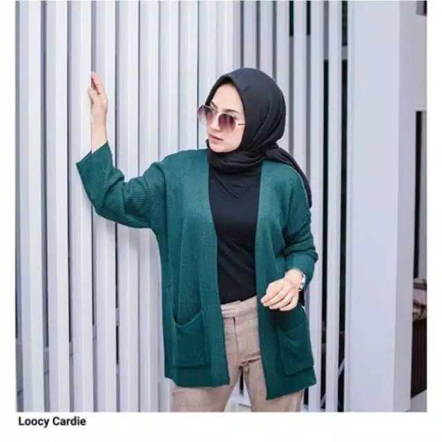 cardy loccy/sweater basic rajut/murah berkualitas-emerald