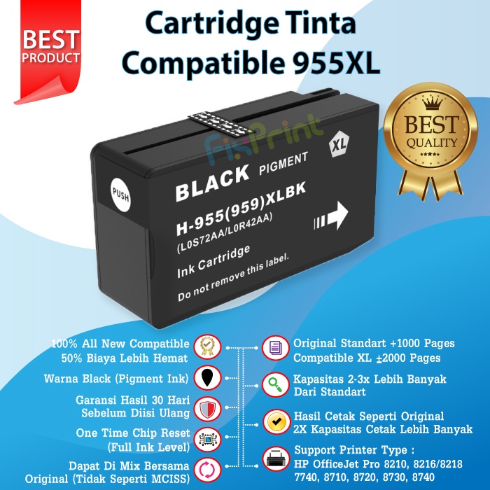 Cartridge Tinta HP 955XL 955 XL Compatible 7720 7740 8210 8740 8720