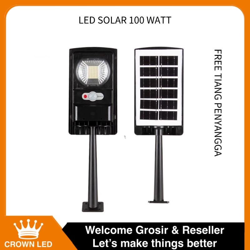 Lampu Solar Panel Tenaga Surya 100Watt Sensor Cahaya Awet Super Terang