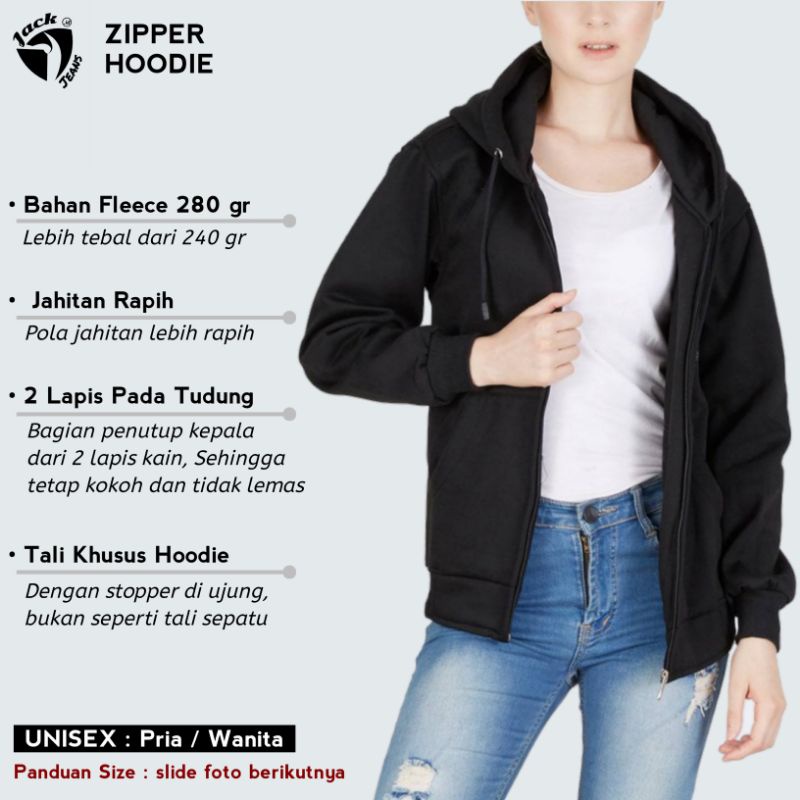 [ PREMIUM QUALITY ] Jaket Hoodie Zipper Resleting Polos Pria Wanita Fleece Tebal JACKJEANS.ID