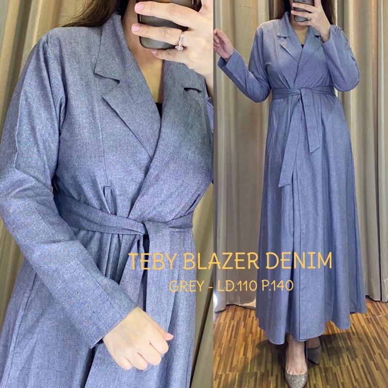 Daster Arab Teby BLAZER Outer Dress DENIM