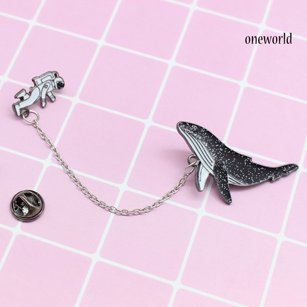 OW@ Unisex Astronaut Whale Enamel Badge Lapel Brooch Pin Clothing Collar Jewelry