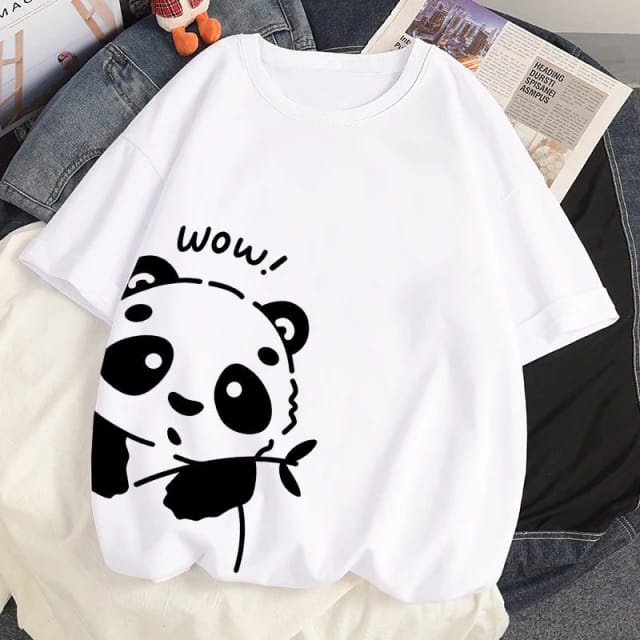 MYSTIQUE.ID-BAJU KAOS WOW PANDA T-SHIRT LUCU DAN AESTHETIC