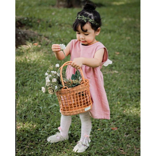 Dress Sayap Anak Perempuan Usia 2-5 Tahun | Dress Linen Lembut Anak I Baju Anak Cewek