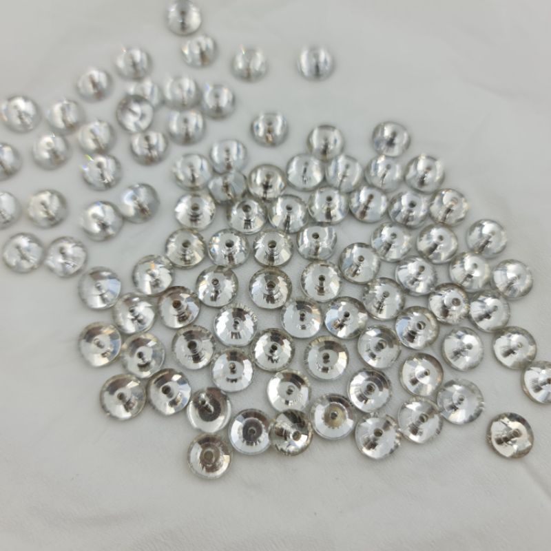 SWAROVSKI KACA SUPER bulat lubang tengah dijual perLUSIN