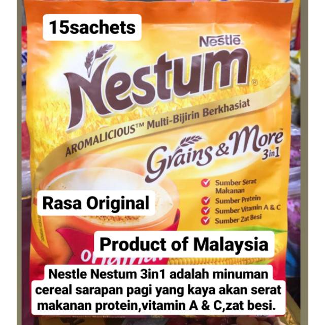 

14saset SEREAL NESTLE NESTUM GRAINS & MORE 3IN1 CEREAL ORIGINAL MALAYSIA