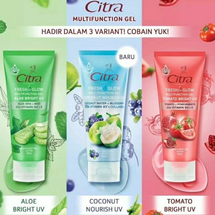 Citra Fresh Glow Multifunction Gel Tomato Bright UV &amp; Aloe Bright UV - 180 ml