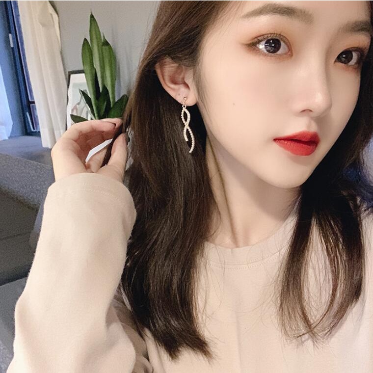 925 jarum perak kepribadian Fashion cross kurva anting-anting baru trendi Korea anggun online influe