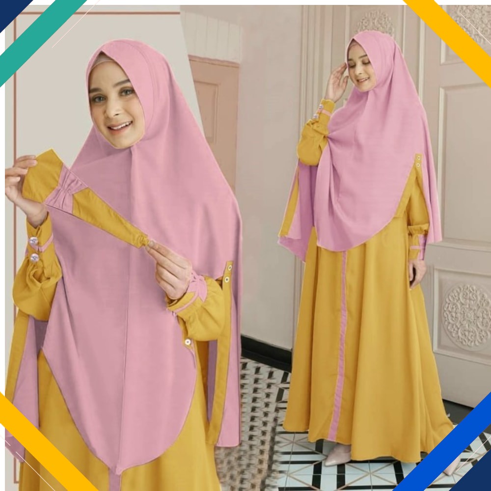 Arumi Syari Mustard Kekinian Gamis 0152 Premium UCL Baju Gamis Wanita Terbaru