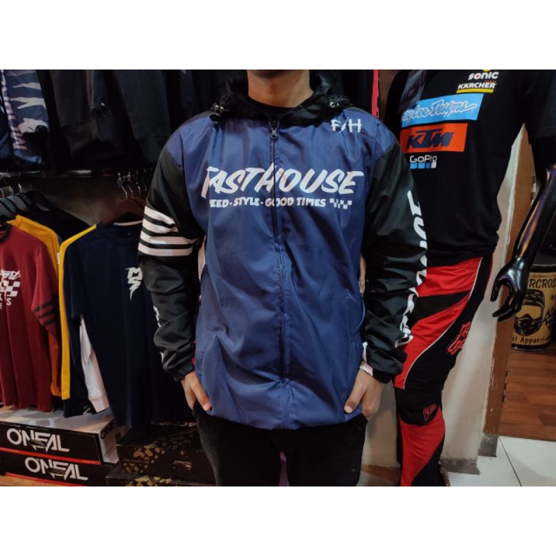 JAKET RUNNING MX JAKET TRAIL FASTHOUSE NAVY HITAM