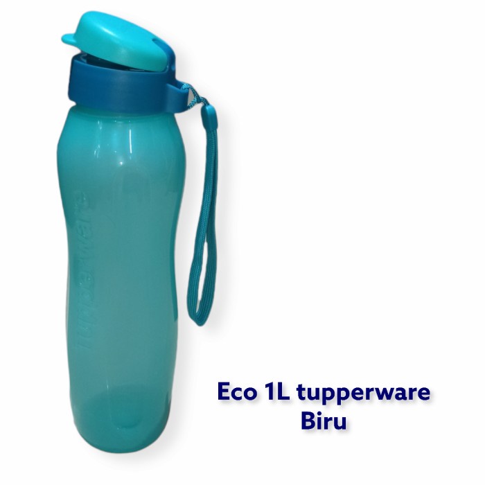 MURAH botol air minum eco 1liter tupperware warna fanta dan hitam 2pcs promo - 1L biru
