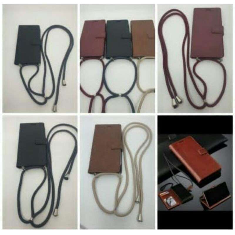 Samsung A03 /A13 /A23 / A03s / A03 Core / A13 5G / A33 5G / A53 5G / A73 5G / S21 Fe / S22 / S22 Plus / S22 Ultra Flip Cover Kulit Aimile Leather Dompet lanyet + Tali Gantung