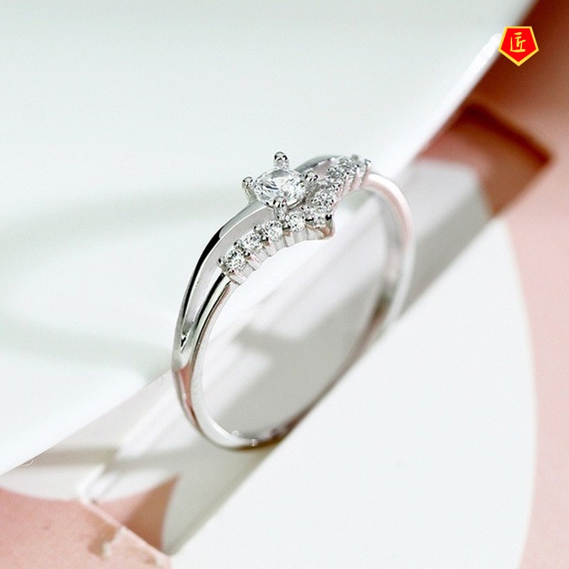 [Ready Stock]Simple Fashion Creative V-Shaped Diamond Ring