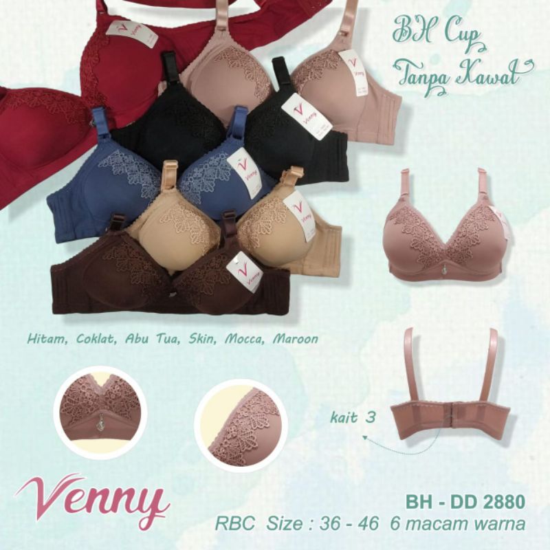 Bra Bh Tanpa Kawat Busa Tipis Cup Besar Kait 3/ Bh Jumbo Big Size 36-46