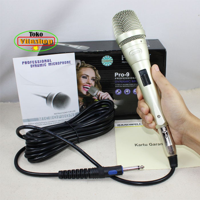 Mic HARDWELL PRO 9 Profesional Mikropon Kabel Mik Microphone Original Garansi Resmi