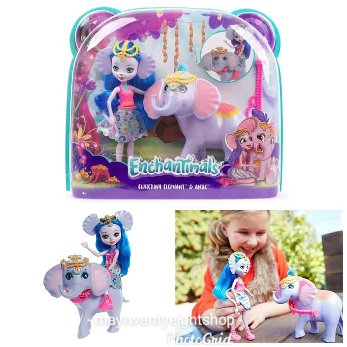 Enchantimals Ekaterina Elephant & Antic Original Mattel / Mainan Boneka Enchantimals Gajah