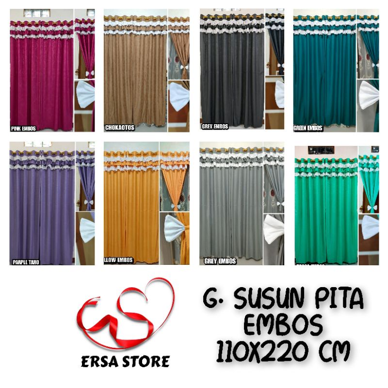 ERSA STORE - GORDEN RUMBAI PONI KORDEN SUSUN PITA GORDYN UKURAN 110 X 220 CM TIRAI EMBOS HORDENG POL