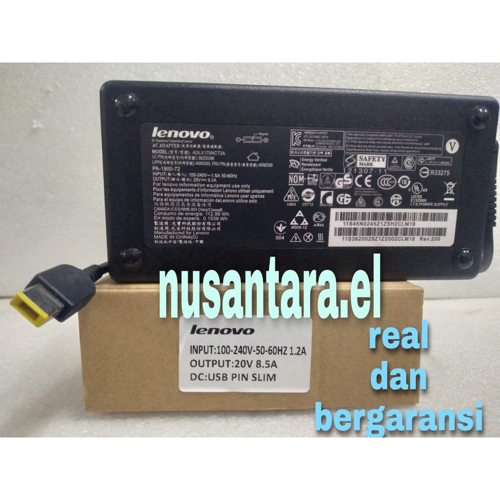 Adaptor Charger Laptop 20V 8.5A 170W Usb W520 W530 P50 20En 20Core T440P ORIGINAL