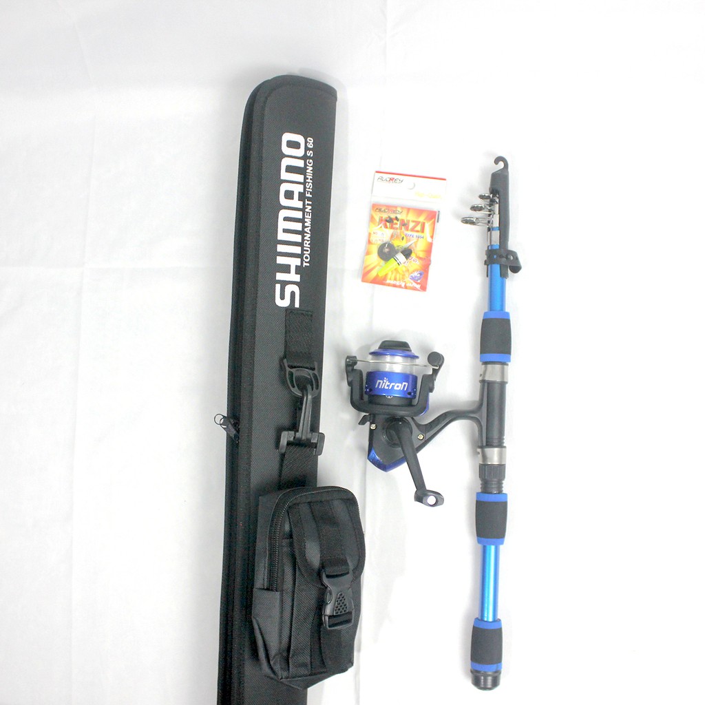 1 Set Joran Pancing  Japan Style 1,5 Meter Reel Nitron 6 BB Tas Hard Case Pedang