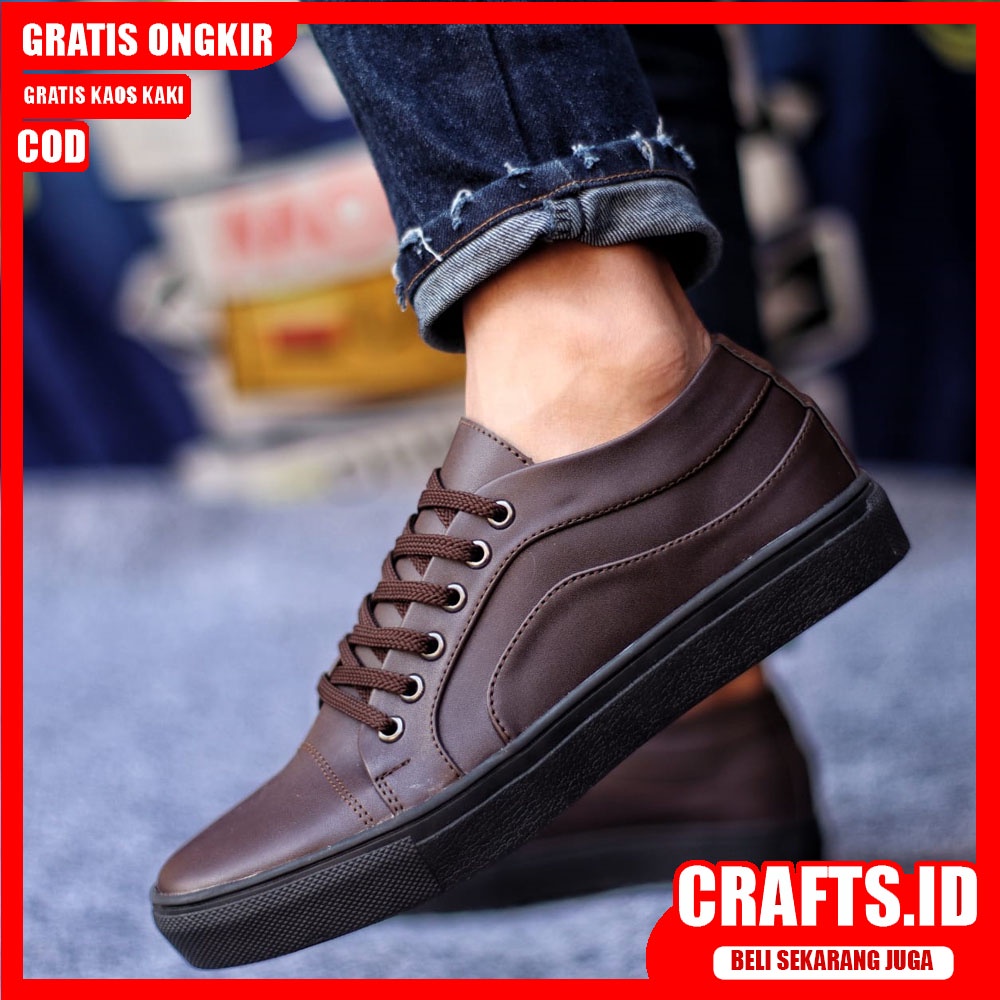 CRAFTS X BOAS Sepatu Kasual Pria Kulit Syntetic Premium Sepatu Pria Casual Sepatu Kasual Cowok/Cowo Kerja Kuliah Semi Formal Gaya Santai Keren Termurah