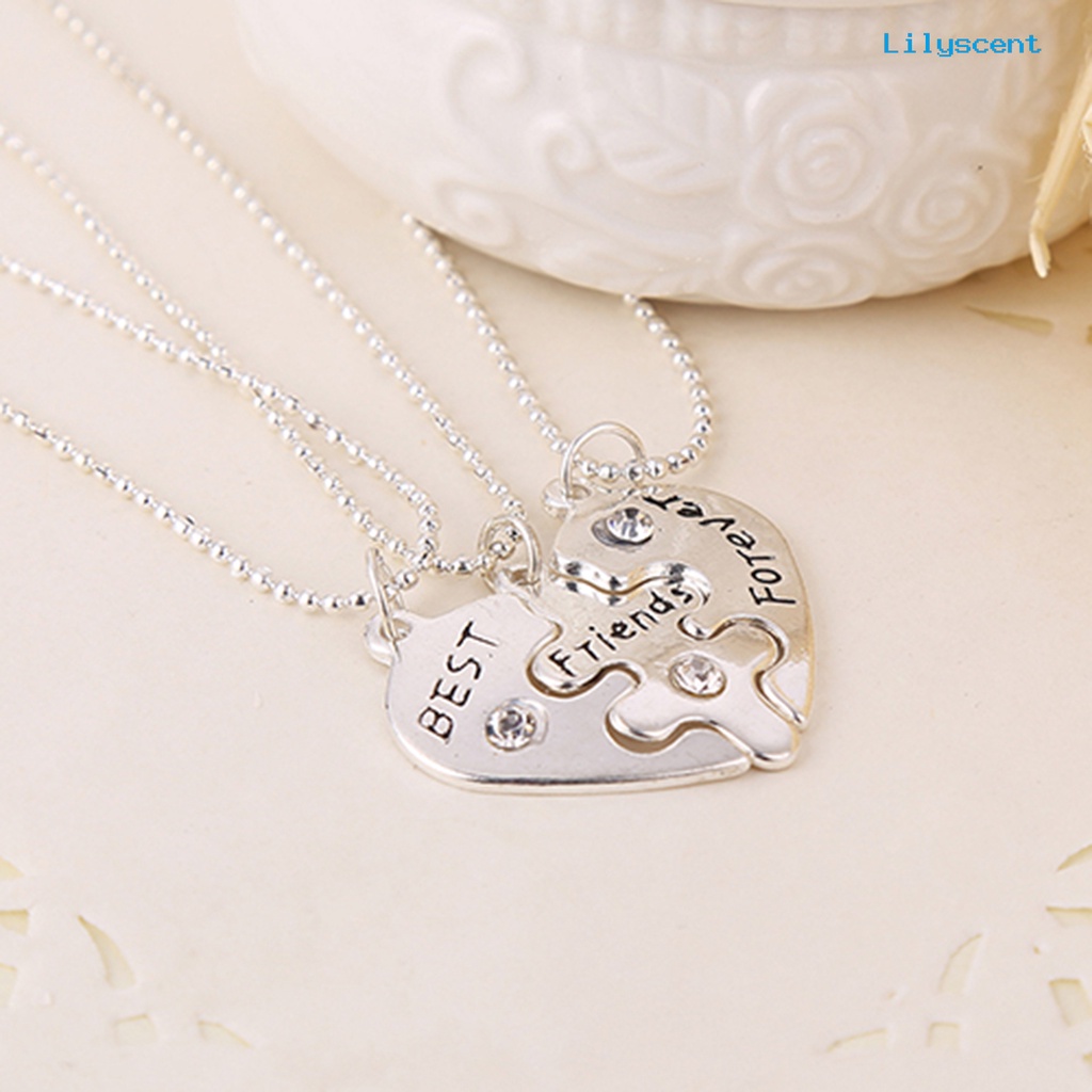 Lc 3Pcs / Set Kalung Rantai Dengan Liontin Hati Motif Ukir Tulisan Best Friends Forever Untuk Kencan