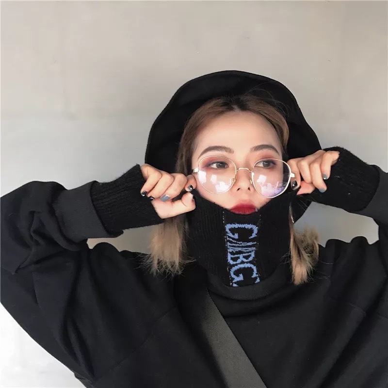 KJA-45 sweater turtle neck fake two piece wanita musim dingin winter import korea jepang