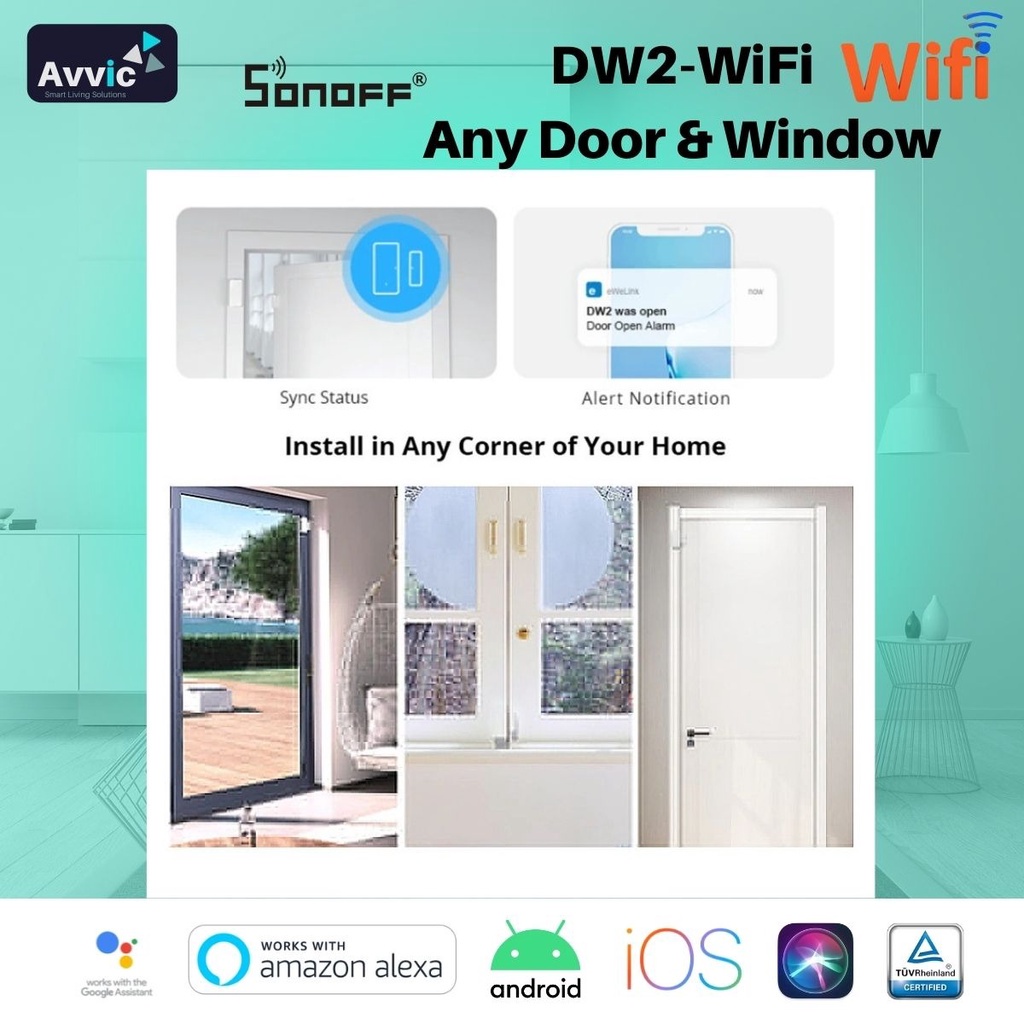 SONOFF DW2 Smart WiFi Door Sensor Door Window Dedector e-WeLink App Notification Alert Smart Home