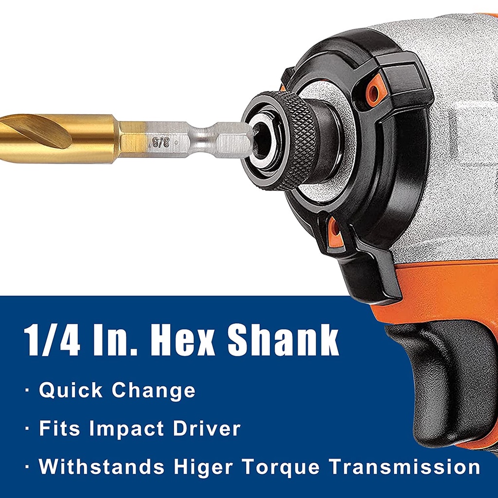 13PC 13PCS Titanium Coated Iron Metal Soft Steel HSS Twist Drill Bit Set Metal Power Tools Accessories 1/4&quot; Hex Shank
