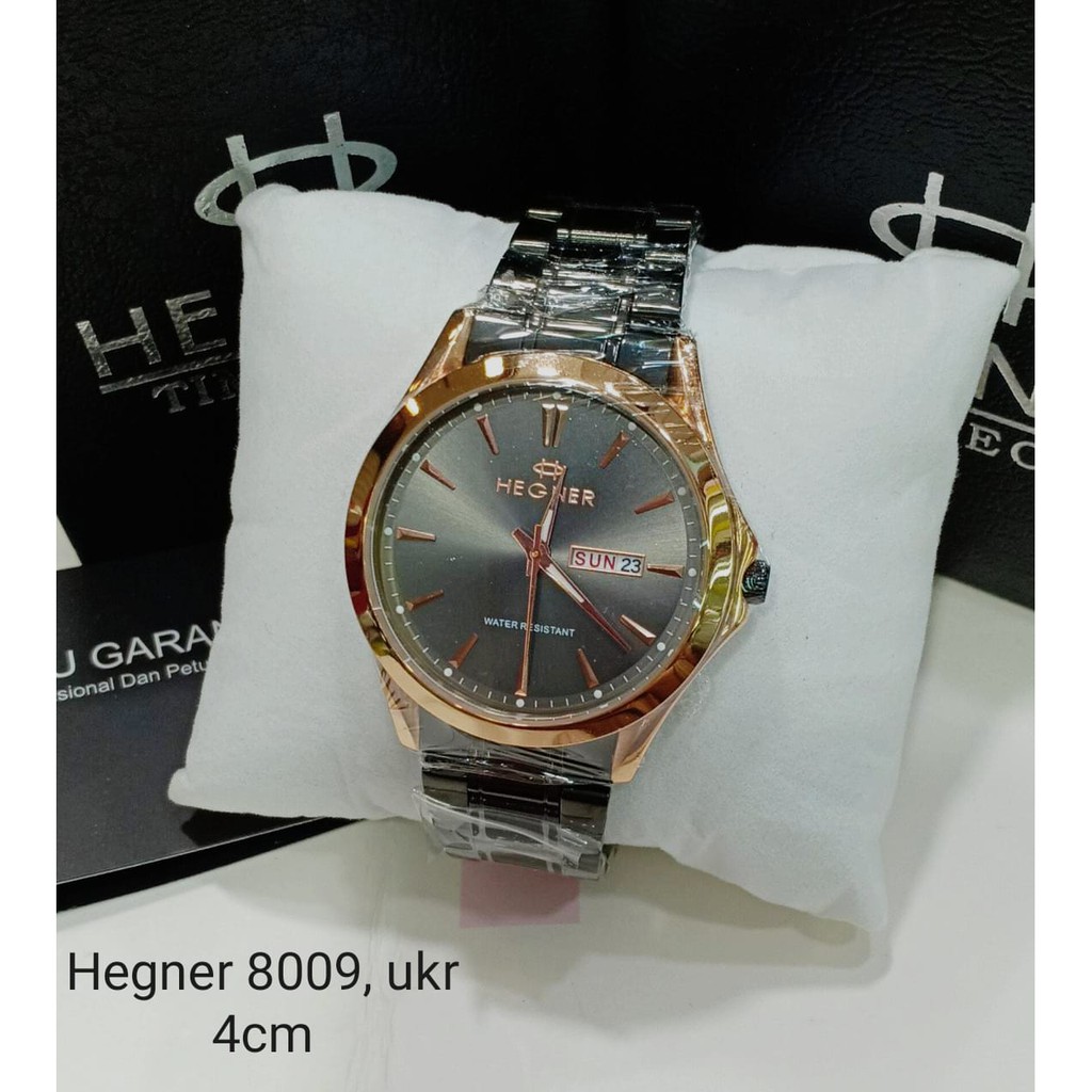 Jam Tangan Pria Original Hegner 8009 Tanggal Dan Hari Stainlees Steel