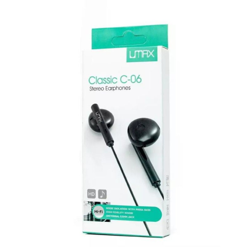 Handsfree hanset headset earphone  Umax Cllasic C-06 Stereo Earphones siper extra bass non karet