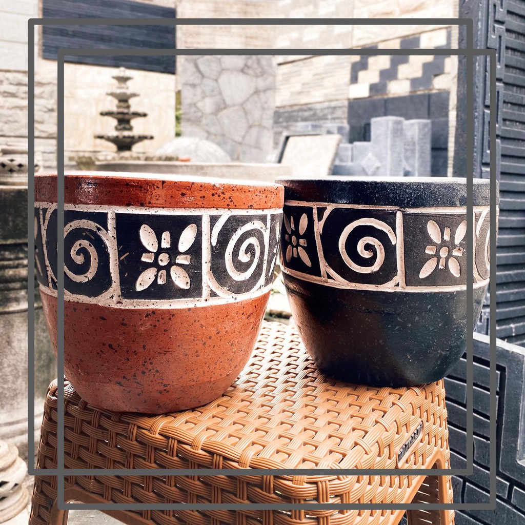 Pot gerabah terrakota | pot gerabah kecil | pot gerabah lucu | pot gerabah batik