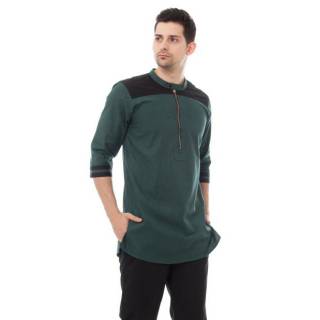 Kurta pakistan jubbas Zipper baju Koko navy ijo  botol abu  