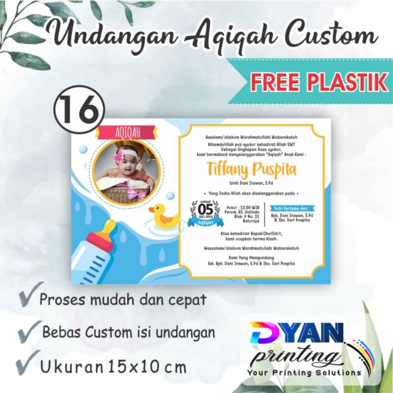 UNDANGAN AQIQAH BAYI CUSTOM FREE PLASTIK