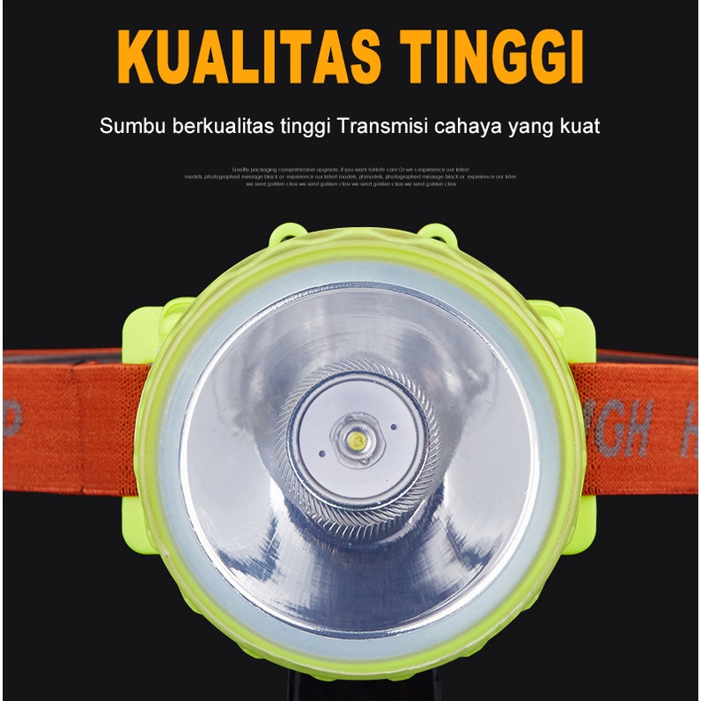 ITS 50W Headlamp Outdoor Original IPX7 Tahan air Headlight 350Lumen 2200mAh Lampu Selam Profesional 3Mode Pencahayaan Baterai isi ulang