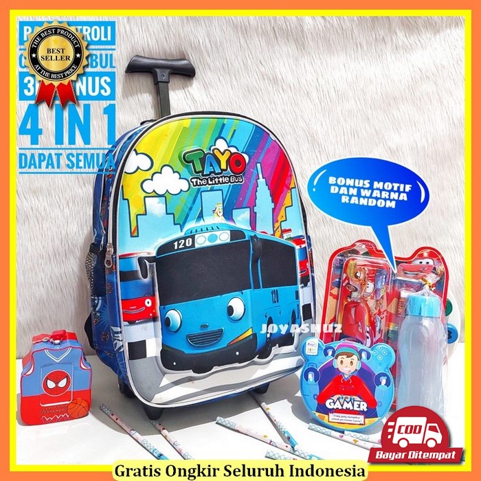 Tas Koper Anak Laki Laki / Tas Karakter Batman & Dinosaurus Tirex / Tas Troli Anak Sekolah / Tas Rod