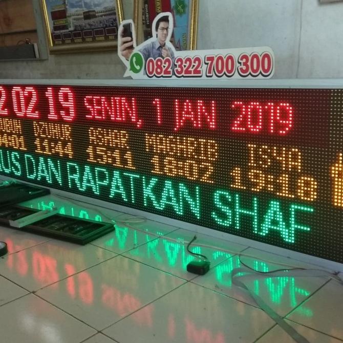 Jam Masjid Waktu Sholat Digital Running Text Jumbo Timer Iqomah