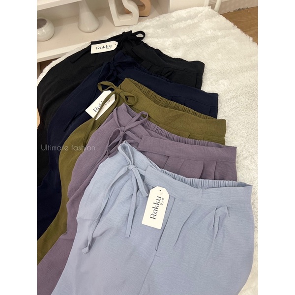 Celana Kulot Crinkle Pants Hikari - Celana Panjang Polos  Wanita Saku Korea Kekinian Terbaru