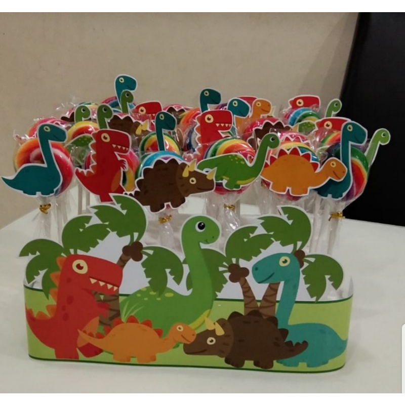 

Dinosaurus Permen Lolipop Stand isi 30pc Custom Lolipop Ultah