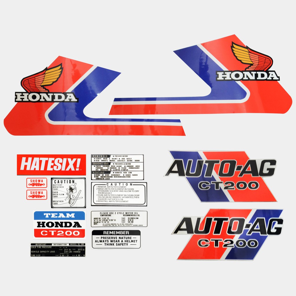 Sticker Decal Tempelan Honda CT200 Auto AG 1985 Blue Hatesix