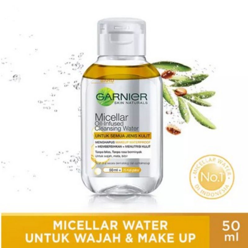 (50 ml) Garnier Micellar Water Pink Kulit Sensitif Oil Infused Kuning Make Up Waterproof 50ml