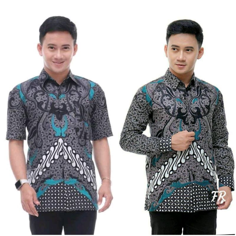 BSWART Batik HRB026 Kenongo Hem Pendek Padi Pekalongan M L XL Batik Pria MURAH Modern Grosir Eceran