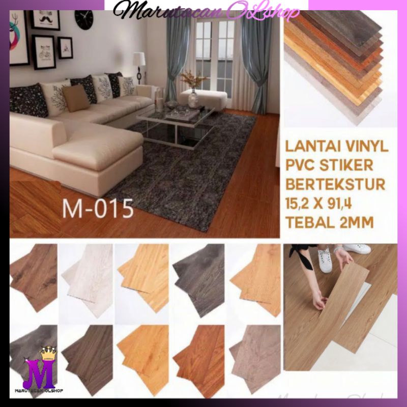 (BUY 25 GET 1 FREE)STICKER PARKET LANTAI VINYL MOTIF KAYU MAHKOTA KUALITAS PREMIUM