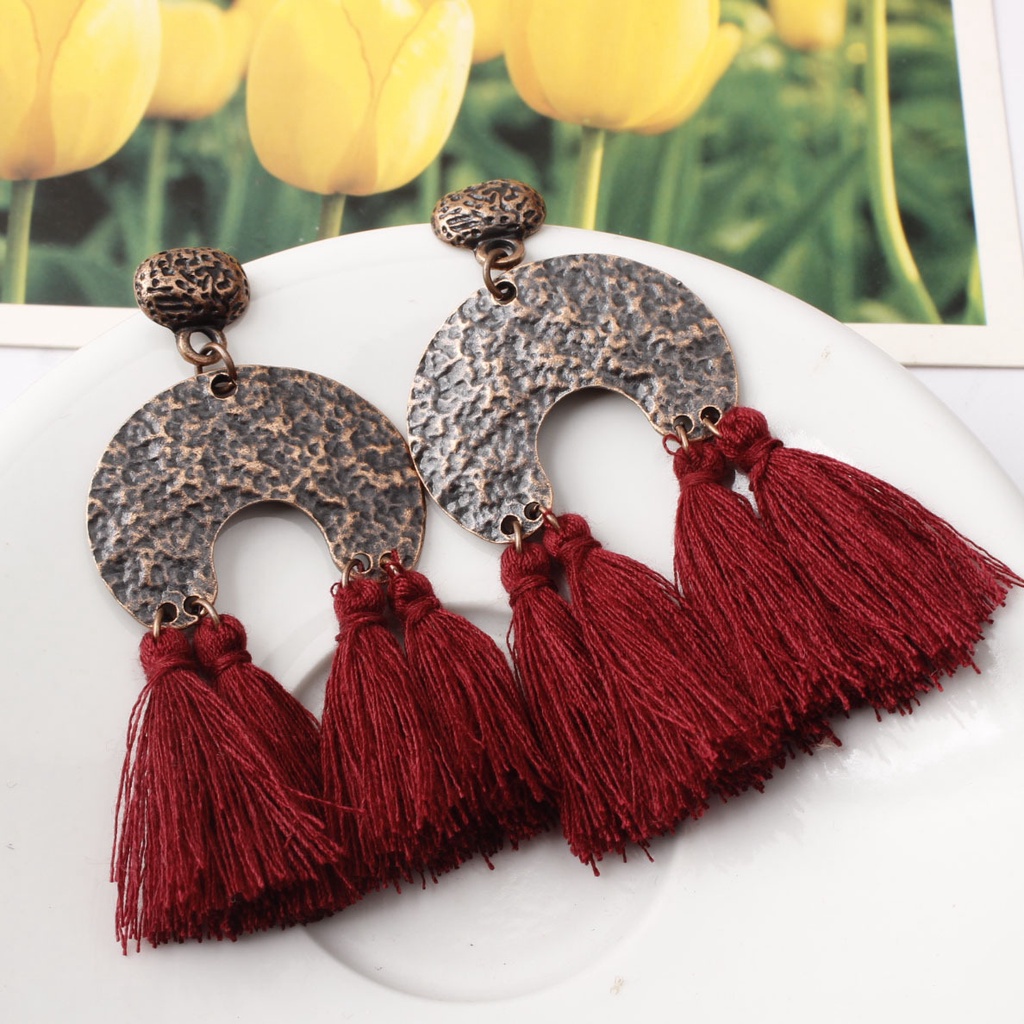 Baru anting-anting wanita Eropa dan Amerika kreatif rumbai anting-anting bohemian Retro fashion berl