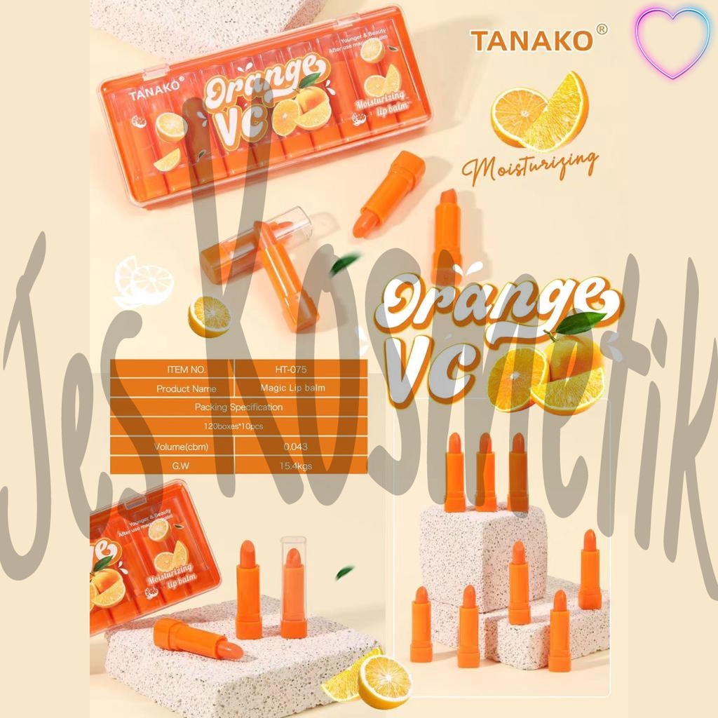 Tanako Lipbalm Papan Set isi 10 Pcs / Aloevera / VC Orange / Strawberry / Grosir Kosmetik