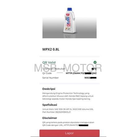 HJK AHM Oli MPX 2 Original HONDA BEAT VARIO SCOOPY