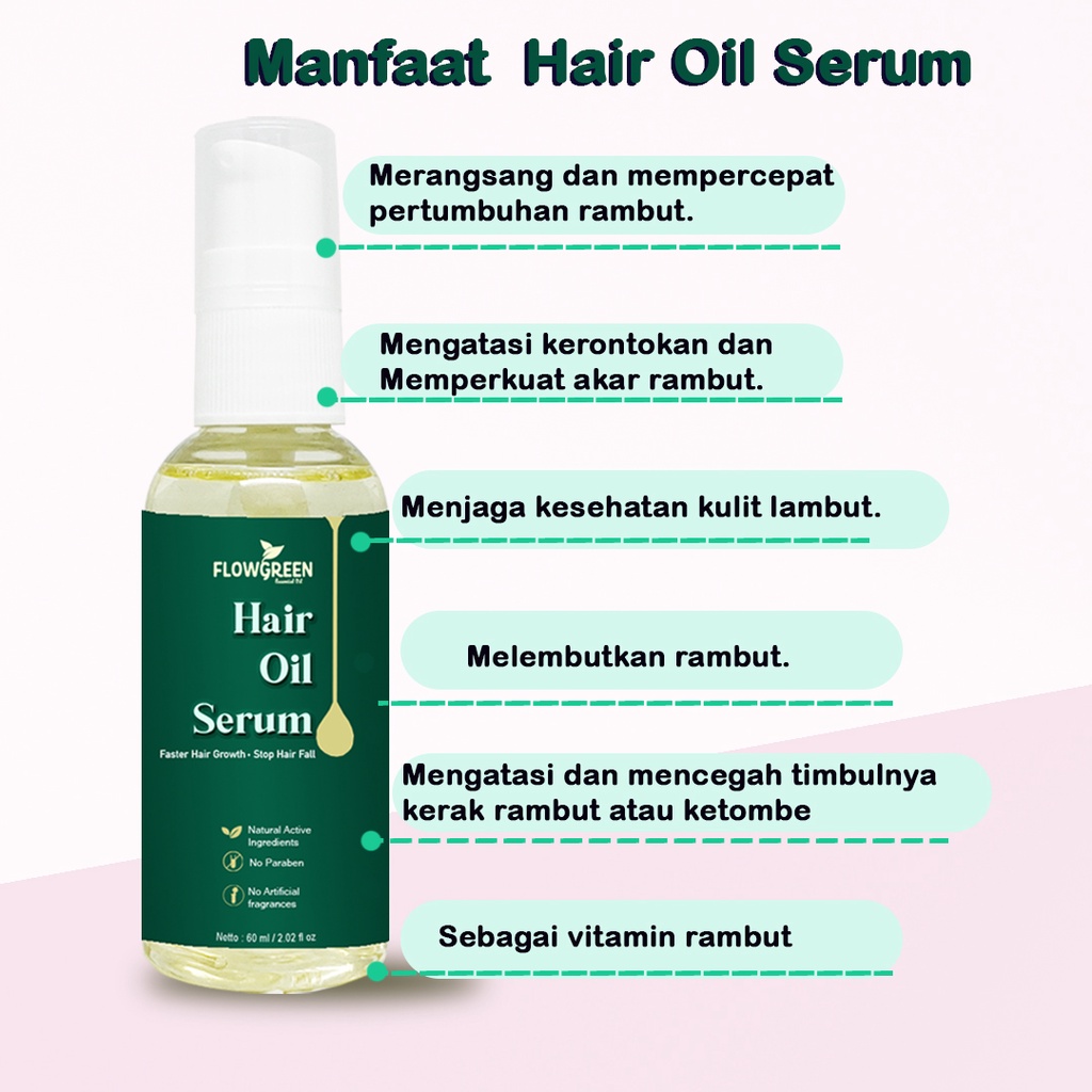 Flowgreen Hair Oil Dewasa - Penumbuh dan Penebal Rambut Dewasa 100% Essential Oil