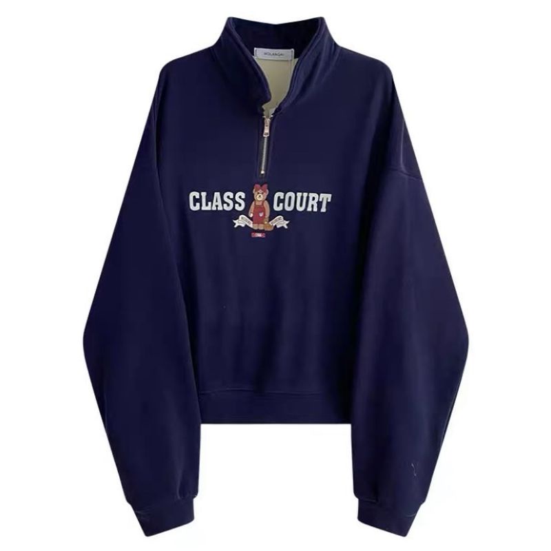 Sweater Crewneck Wanita Class Court Termurah Bahan Fleece Lembut Dan Tebal