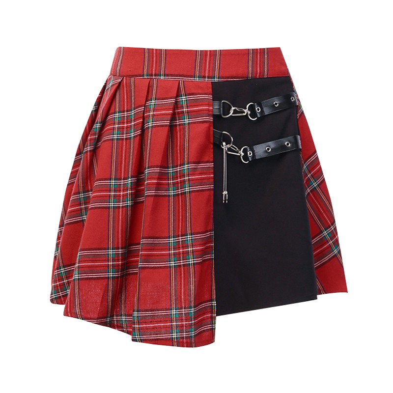 red plaid skirt