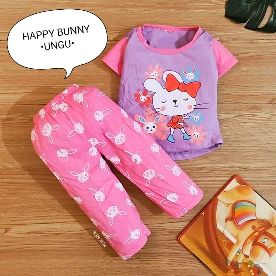 Klik Mds Setelan Baju Anak Perempuan Usia 0-18 Bulan Motif Happy Bunny